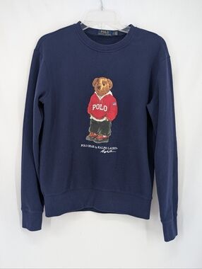 Polo Ralph Lauren Men's Polo Bear Graphic Navy Blue Sweatshirt Pullover Small